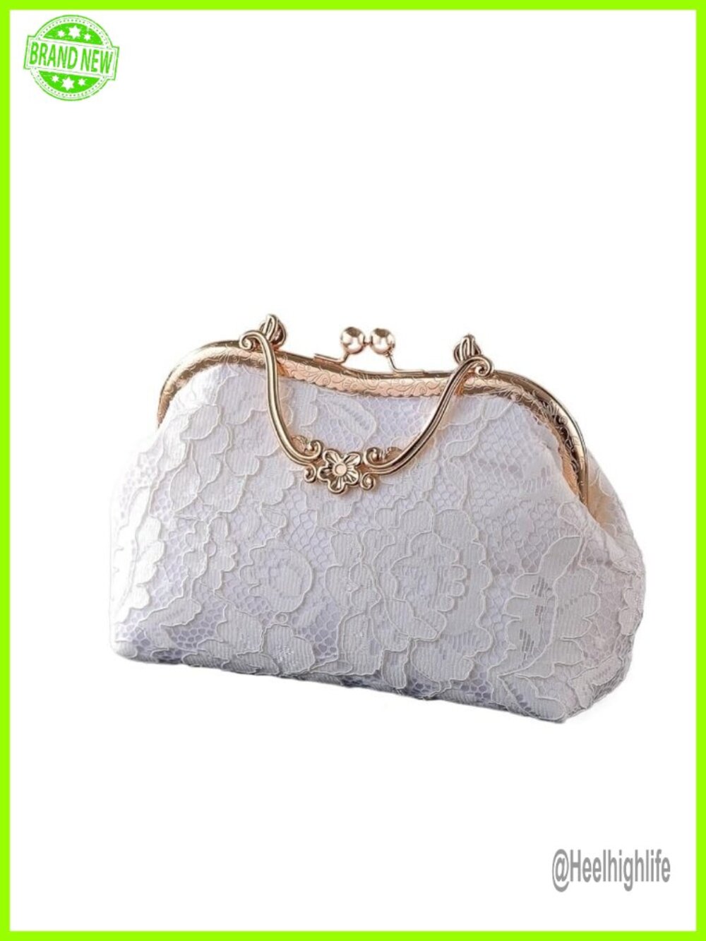 Vintage Floral Lace Clutch Shoulder Crossbody Bag with Chain Strap